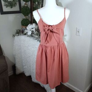 I LOVE IT Q MAUVE W/WHITE STRIPE DRESS SZ.M NWT